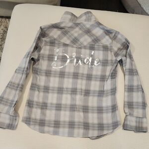 Plaid Bride Shirt with Silver Lettering